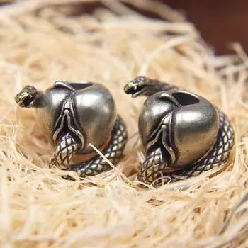 Desire Snake Женские гениталии Apple Рисунок EDC Открытый Паракорд Бусины Ретро Латунный Зонтик Веревка Тканый Ремешок Подвески Для Ножа 1pcs