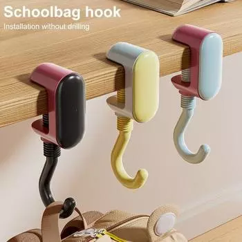 Desk Hook Adjustable Tightness Versatile Plastic Wall Hook Punching Free Traceless Foldable синий/красный