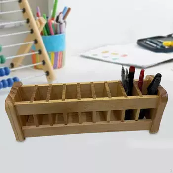 Desk Pencil Holder Makeup Brush Silverware Organizer for Party Cosmetic Brushes Light Wood