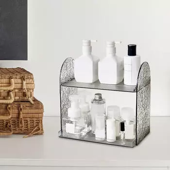 Desk Storage Rack Organizer Cosmetic Stationery Holder Clear Table Sundries Display for серый