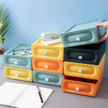 Desktop Drawer Type Storage Box Stackable Makeup Storage Box Sundries Holder Cosmetics Cabinet Desktop Container for Offic