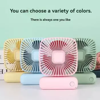 Desktop mini fan, Simple handheld 3-speed USB charging student outdoor portable desktop mini fan with base зелёный