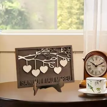 Desktop Ornaments Tree of Life Design Clear Printing Frame Engraved Wood Plaques Decor Family Sign Living Room Supply E