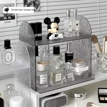 Desktop Perfume Rack Acrylic Light Luxury Cosmetics Storage Shelf Makeup Lipstick Eyeshadow Palette Bathroom Storage Organizer серый