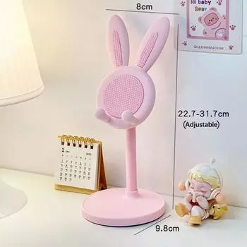 Desktop Student Phone Holder Adjustable Home Selfie Live Support Shelf Rabbit Shape Lazy Mobile Phone Stand AVE розовый