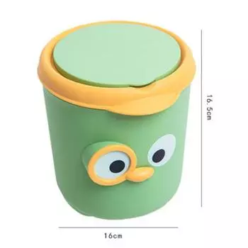 Desktop Trash Can Cute Small Bedroom Bedside Office Cartoon Storage Bucket Mini With Lid Household Wholesale зелёный
