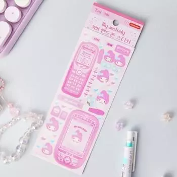 Десять на десять стикеров для мобильных телефонов Sanrio Y2K (Моя Мелодия/Куроми/Чиннаморолл/Почакко), популярная фраза в Корее