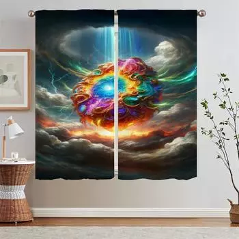 Десять великих артефактов китайской мифологии кухонные шторы 2 шт комплект роскошные шторы для гостиной для спальни покрывало штора W50xH70cmx2pcs-CL