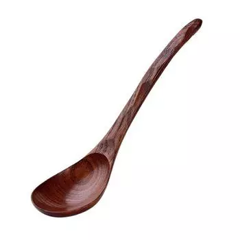 Dessert Kitchen Restaurant Kids Rice Long Handle Kitchen Gadgets Soup Spoon Wooden Spoon Tableware Pack of 1-Nanmu