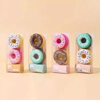 Dessert Leather Cute Gift Box Eraser Elementary School Student Reward Eraser Shape Kids Kindergarten Gifts Reward Donuts [Four Boxes of 8]]