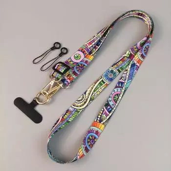 Detachable Anti-lost Hanging Neck Strap Retro Pattern Long Phone Strap Phone Accessories style 9