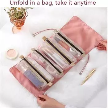 Detachable Cosmetic Bag Portable Large Capacity 4 in 1 Portable Folding Travel Cosmetics Storage Toiletry Bag Organizer фиолетовый