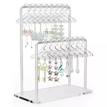Detachable Dangle Earrings Display Racks Clothes Hanger Ear Studs Stand Desktop Display Transparent