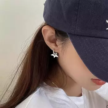 Detachable five-pointed star earrings exquisite girl ins wind ear buckle simple versatile earrings silver needle fashion 925 silver needles