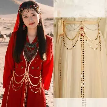 Detachable Hanfu Waist Chain Zinc Zinc Alloy Long Fringe Waist Chain Classic Belly Waist Chains Jewelry style 5