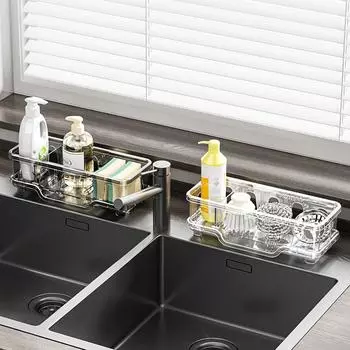 Detachable Partition Kitchen Sink Sponge Rack Quick Dry Shower Storage Holder Seasoning чёрный