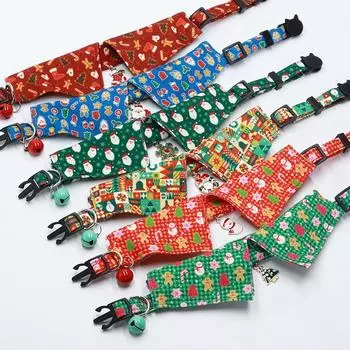 Detachable Soft Christmas Bow Snowflake Snowman Bell Cat Collar Tie Adjustable Kitten Puppy Collars Collars Dressing Up Necklace