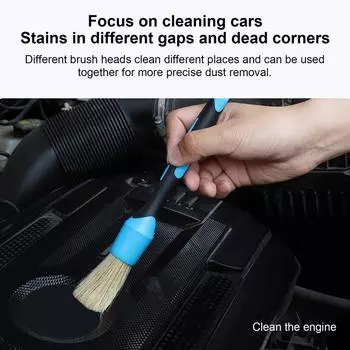 Detailing Brush Set Ultra Soft Duster Brushes Auto Car Detail Brush Kit Auto Air Vent Brush Set For Cleaning Car Interior tools синий