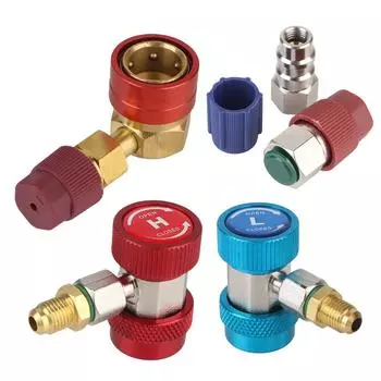 Детали автомобильного кондиционера для адаптера R1234YF к 134a, быстродействующие навесные устройства для хладагента, адаптер системы кондиционирования воздуха QC1234HL, 90 градусов, автомобильные инструменты золотой