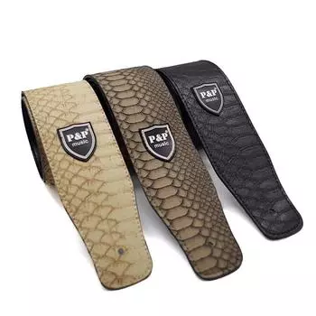 Детали для гитары Ремень для бас-гитары Ремень для акустической гитары Ремень для электрогитары с тиснением Кожаный гитарный ремень чёрный