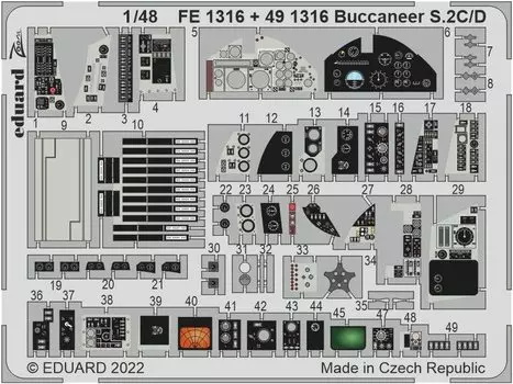 Детали для модели Blackburn Buccaneer серии Eduard Zoom Пластиковые детали для модели EDUFE1316 1/48 S.2C/D Фототравление (для Airfix)