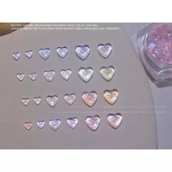Детали для ногтей Aurora Glitter Heart Stone, оранжевый, 1 шт.