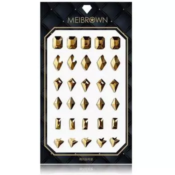 Детали для ногтей большой емкости с плоскими камнями May Brown Gold Crystal S010, разные цвета, 1 комплект