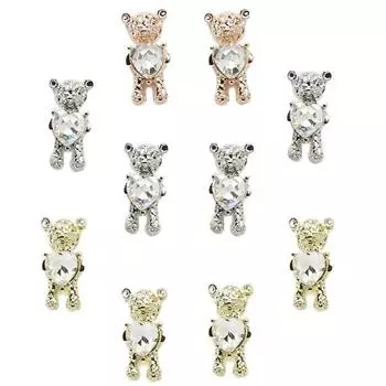 Детали для ногтей May Brown Jewelry Heart Cubic Bear, 1 комплект, разные цвета