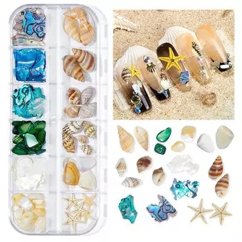 Детали для ногтей Unikato, летние звездочки, ракушки, жемчужные детали для ногтей, набор деталей для декора ногтей, 3D, детали для 3D-дизайна ногтей из смолы (638)