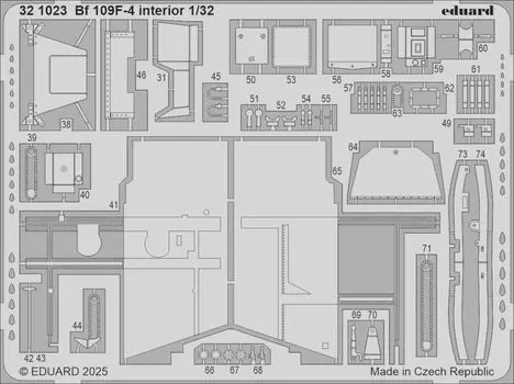 Детали Eduard Пластиковые детали модели EDU321023 1/32 Bf109F-4 Фототравление (для Хасэгавы) (Самолет)