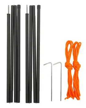 Детали палатки CAPTAIN STAG Стальной столб, внешний диаметр 16 мм, длина 1800 мм. В комплект из 2 штук входят 2 направляющих троса 350 см и 2 стальных колышка 20 см, черный UA-4514