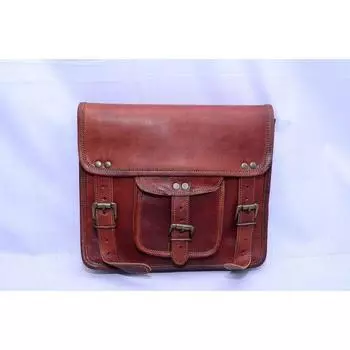 Детали: Повседневная сумка Masters из козьей кожи(унисекса) | 12 x 10 дюймов | Мягкое отделение для iPad/книги/телефона | Твердые латунные фитинги 12 x 10 x 4 in коричневый