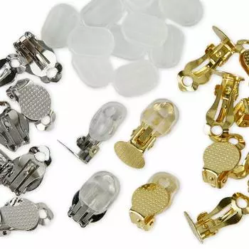 Детали сережек клипса с пластиной золото серебро 2 цвета 10 пар 20 штук с силиконовым покрытием аксессуары ручная работа ремесло металлическая фурнитура материал