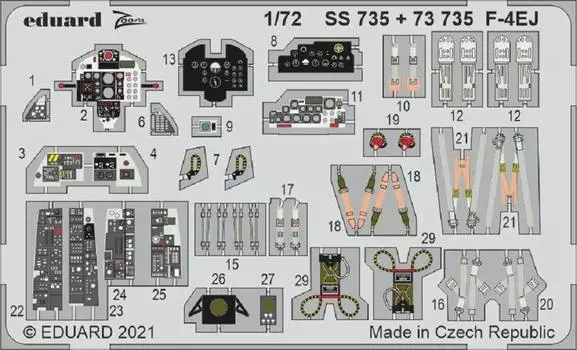 Детали серии Eduard Zoom, качественные пластиковые детали для моделей EDUSS735 1/72 F-4EJ, фототравление (для плесени)