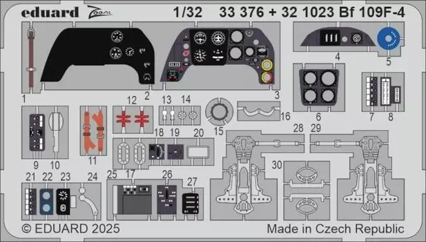 Детали серии Eduard Zoom Пластиковые детали модели EDU33376 1/32 Bf109F-4 Фототравление (для Хасэгавы) (Самолет)
