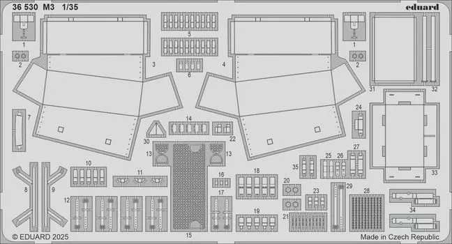 Детали среднего танка Eduard M3 I Love пластиковые детали для модели EDU36530 1/35 фототравление (для комплекта) (бак)
