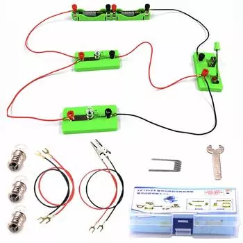 DETEKER Эксперимент с электрической цепью Образовательная наука Начальная школа Неполная средняя школа Бесплатный эксперимент с миниатюрной лампочкой Научная серия зелёный