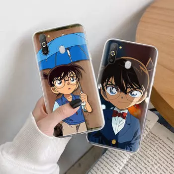 Детектив Конан ТПУ чехол для iPhone XR 7 8 14 15 11 12 13 X XS Pro Max Xiaomi Redmi 13C Note 9 Samsung A22 S23 S24 Ultra Plus VIVO Samsung S10 кожа буйвола