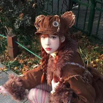 Детектив Медведь Брошенная Кукла Медведь Шляпа Женское Лицо Маленький Ретро Американский Милый Повседневный Джинсовый Берет Комик-Кон Косплей Реквизит M54-58cm