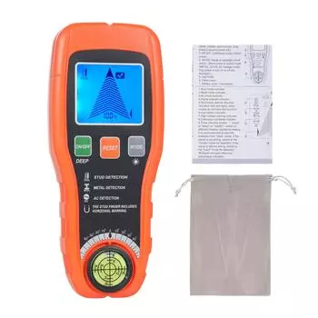 Детектор центра стойки, детектор металла переменного тока под напряжением для дерева, гипсокартона, пластиковых панелей оранжевый