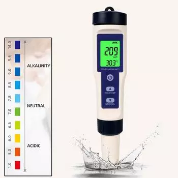 Детектор качества воды 5 в 1 PH/TDS/EC/SALT/TEMP Температура Водородный измеритель чистоты Измерительный прибор для аквариумной гидропоники