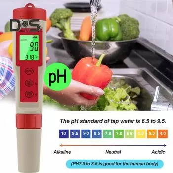 Детектор качества воды PH-метр Высокоточный высокоточный дизайн подсветки Легко читаемый Автоматический EC-тестер PH воды с ATC B