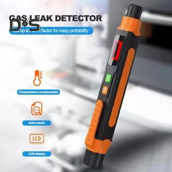 Детектор утечки газа Пропан Сигнализация природного газа с ЖК-экраном Высокодецибеловый мини-портативный детектор утечки горючего газа с батарейным питанием оранжевый/чёрный