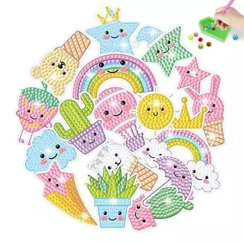 Дети алмазная живопись наклейки легко DIY мультфильм животных мороженое звезды дизайн координация улучшение мозаичная наклейка Sets
