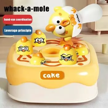 Дети бьют игрушку «Цыпленок» молотком с присоской, развивающая координацию движений и глаз, обучающая мультяшная доска для торта «Цыпленок» жёлтый