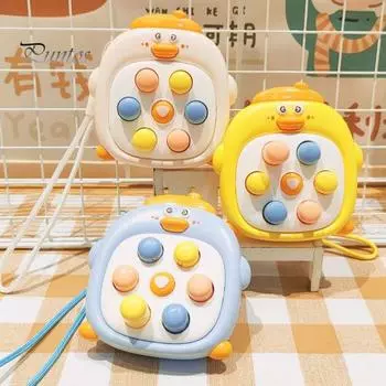 Дети бьют крота игрушка мультфильм утка кнопка портативный игровой автомат портативный дорожный малыш мальчики девочки обучающая игра пресс крот жёлтый