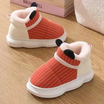 Дети Дети Высокий Верх Хлопковые Туфли Зимние Плюшевые Утолщенные Нижние Мультяшные Детские Хлопковые Туфли Мальчики Девочки Теплые Туфли 26-27 inner 16cm оранжевый