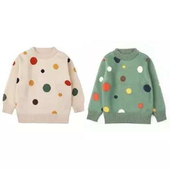 Дети Девочки Осень Зима Свитер Вязаный Пуловер Топ 130 зелёный