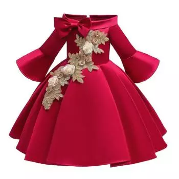 Дети Девочки Платье Цветочный Бант Без Рукавов Принцесса Без Бретелек Платья Принцессы 150