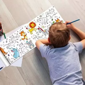 Дети Граффити Свиток Раскраска Плакат Прозрачный Печать Животные Рисунок Скатерть Colorfast Дети Раскраска Баннер Родитель-Дети Мероприятия Искусство A